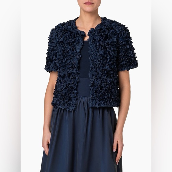 Akris Punto New Lasercut Flower Petal Appliqué Jacket In Ink Size US 4 $1,390.00
